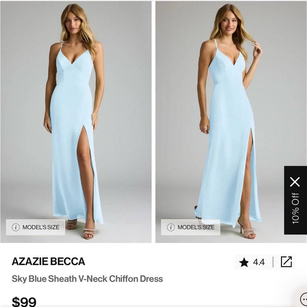 Azazie Blue Sleeveless V-Neck Sheath Maxi Dress